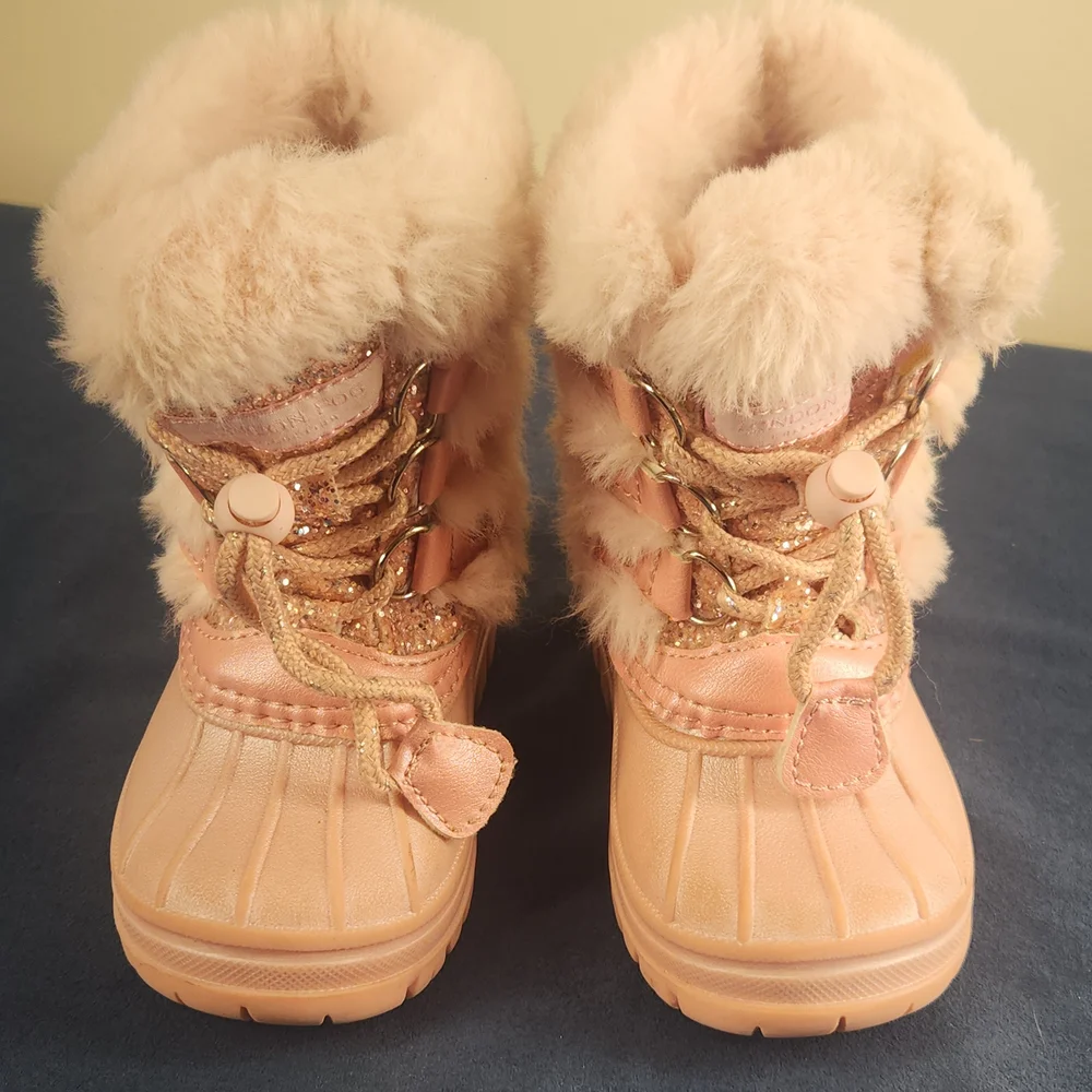 London Fog Toddler Pink Glitter Snow Boots Size 6.  #X15